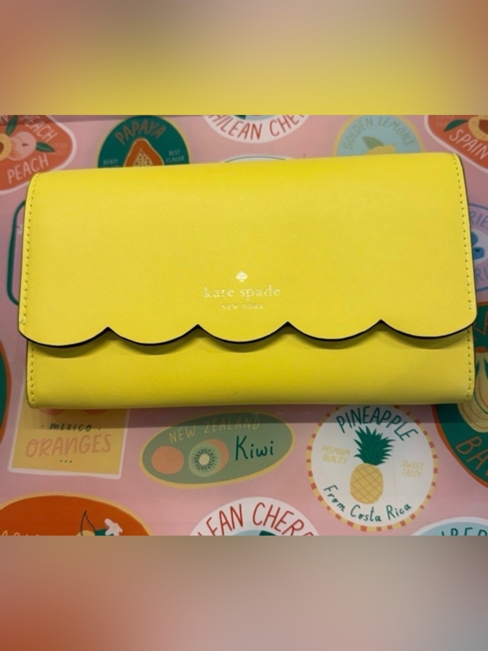 NWOT Kate Spade Lemon Yellow Wallet on Chain Scalloped Edge Crossbody Clutch